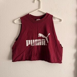 Vintage Puma Burgundy Customized Cut-Off Crop Top